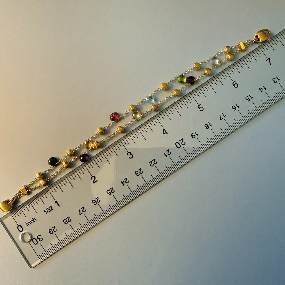 Marco Bicego Paradise 18K 2 Strand Bracelet 6.75-7.5" Multi-Gemstone 10g - Picture 13 of 13